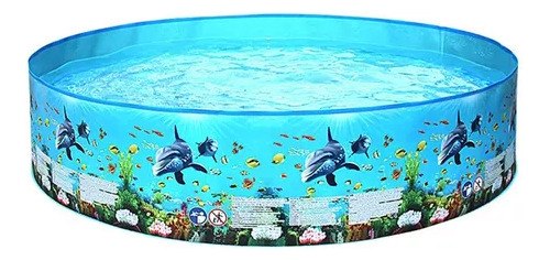 Piscina Hinchable Redonda Para Niños Con Estampado Oceánico.