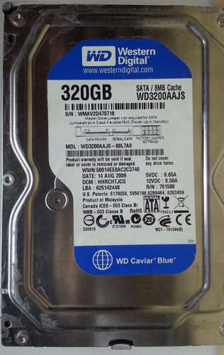 Western Digital Wd3200aajs-00l7a0 320gb - 483 Recuperodatos