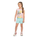 Conjuto Feminino Infantil Blusa Cotton Shorts Moletom