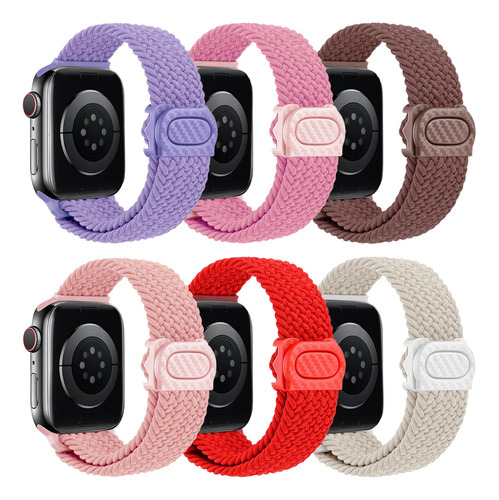 6 Correas De Nailon Trenzado Para Apple Watch 9 8 7 Se Ultra