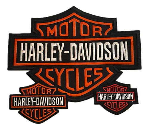 3 Patch Bordados Hd Três Tamanhos Motoclub Custom Harley