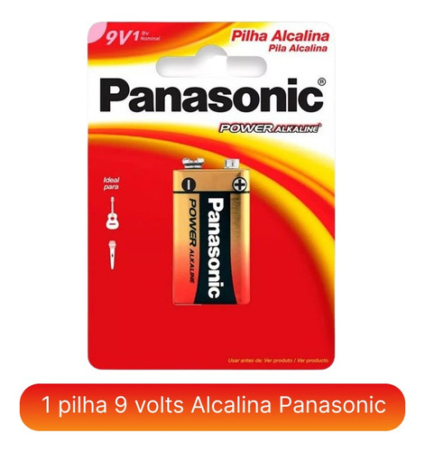  1 Cartela Pilha 9 Volts Alcalina Panasonic Original