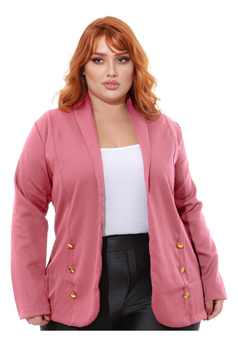 Blazer Feminino Longo Sobretudo Alfaiataria Social Plus Size