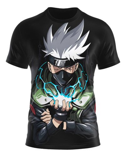 Camisa Camiseta Full 3d + Bandana Naruto Kakashi Poder Anime