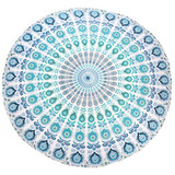 Tapiz De Pared Mandala (blanco Azul, Redondo 70 Pulgada...