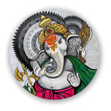 Cuadro Pintado A Mano Dios Ganesha Con Mandalas En 80 Cm!