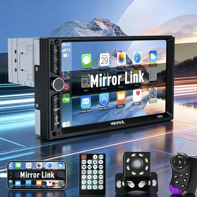 Autoestereo Hivoz M99 7 Pulgadas 2 Din con Pantalla Táctil, Bluetooth, MirrorLink y Cámara de Reversa para Auto FM EQ | Envío gratis