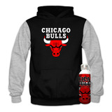 Poleron Bicolor + Botella, Chicago Bulls, Nba, Basketball, Fans, Xxxl