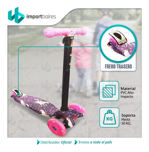 Monopatín Infantil 4 Ruedas Abec 7 Silicona Luces Led