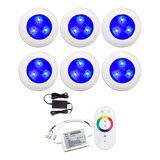 Kit Iluminação Luminária Piscina 6 Refletor Controle Comando