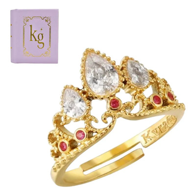Anillo Promesa Corona De Rapunzel Plata Con Libro Kyragold Color Dorado Talla 7 | Envío gratis