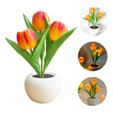 Lámpara De Mesa Flores Tulipán Led Decorativa Para Casa