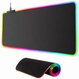 Mouse Pad Gamer, Luz Led Rgb, Waterproof, 80x30 Color Negro