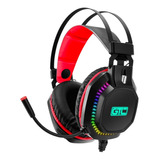 Auriculares Gamer Gtc Hsg-606 Led C/ Micrófono Pc Ps4 Ps5 Color Negro
