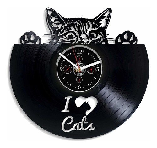 Reloj De Pared Con Diseo De Gato Con Texto  I Love Gatos 