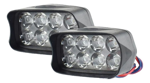 X2 Faros Auxiliar Luz Blanca Off Road 12v Con Soporte Moto