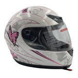  Casco Diseño De Mariposa,  Rosa/blanco, Fibra De Carbono,