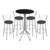 Conjunto Mesa Bistro Alta Com 4 Banqueta Cozinha Bar Balcão