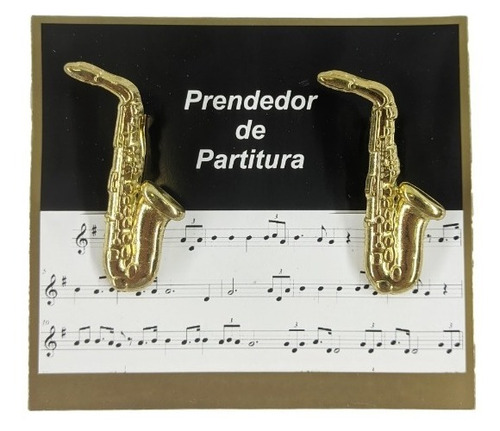 Prendedor De Partitura Hinário Clipets Saxsofone Dourado