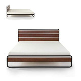 Plataforma Para Cama Horizonte Y Metal Con Rejilla De Madera