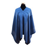 Poncho Listado Unisex 100% Lana - Largo - Celeste