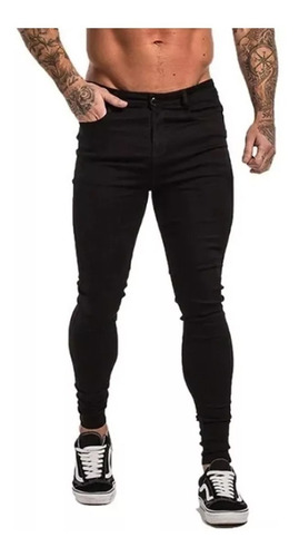 Jeans Hombre Chupin Elastizado Negro Calidad Premium