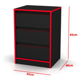 Cajonera Gamer Rojo Melamina Baires4 Color Negro