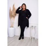 Conjunto De Cardigan E Calça  Plus Size