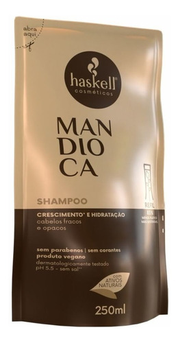 Refil Shampoo Haskell Mandioca 250ml Profissional