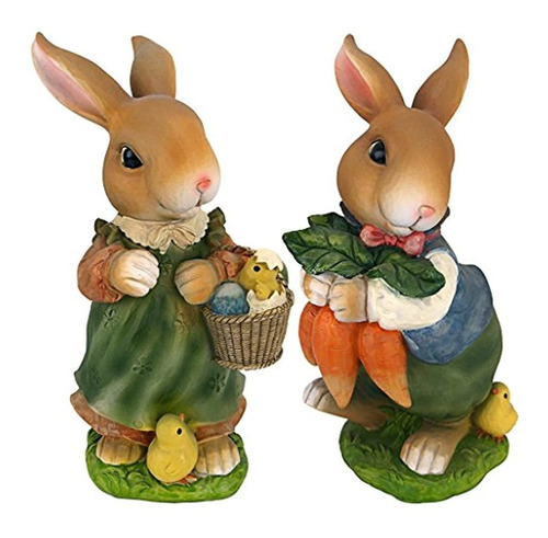 Diseño Toscano Qm226181 Bunny Hop Lane Estatua: Padre, Set