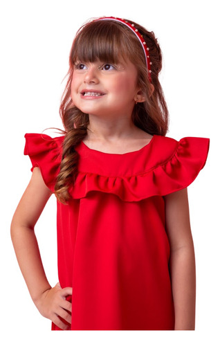 Vestido Infantil Vermelho Luxo Natal