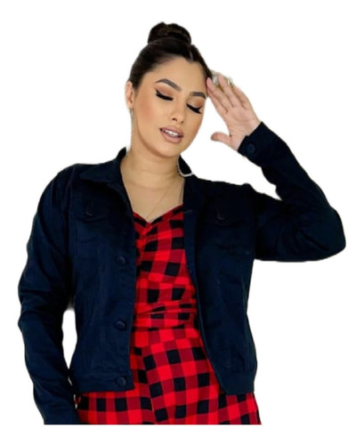 Jaqueta Jeans Feminino Colorida Moda Botão Encapado Promoção