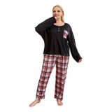 Conjunto De Pijama Manga Larga Para Mujer, 2 Piezas