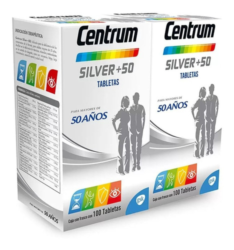 Multivitamínico Silver +50 Centrum 2 Pack De 100 Tabs