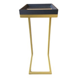 Mesa Lateral Dourado Com Tampo Bandeja Espelhado