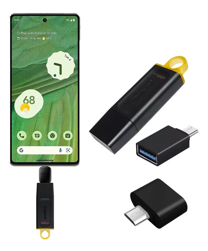 Pendrive Kingston® 128gb P/celular+tablet Android Kit+2xotg