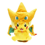Peluche Pokemon Pikachu Con Gorra Mega Charizard Y 