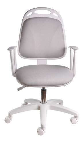 Silla De Escritorio De Outlet Diva Ergonómica  Gris Perla Y Blanca Con Tapizado De Marathon