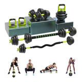 Kit Set De Mancuernas Ajustables Pesas Alta Calidad 20kg Gym Color Negro