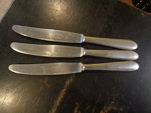 3 Cuchillos Ingleses De Mesa Atkinson Bros Sheffield Inox.