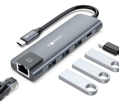 Vemont Hub Usb C, Concentrador Usb-c 5 En 1, Adaptador Multi