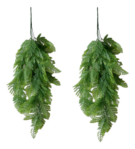 2 Pendente Planta Artificial Samambaia 75cm Decoração Casa