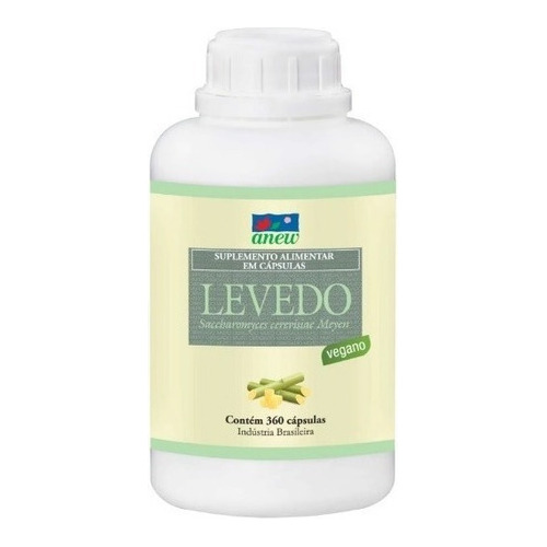 Levedo Anew - Sem Gluten - Vegano - 360 Capsulas + Brinde