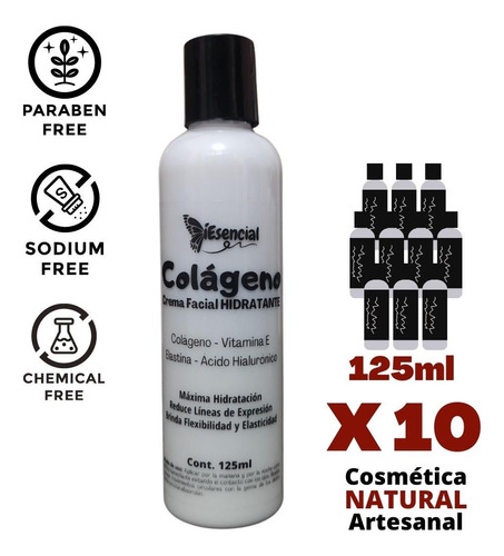 Crema Hidratante Natural Colágeno 125ml Mayoreo (10pz)