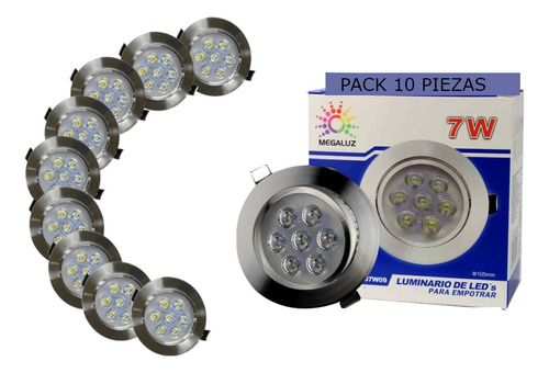 10 Piezas Plafon Led 7w Spot Dirigible Empotrado Paquete