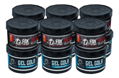 6 Gel Cola Black Preto + 6 Gel Cola Incolor Fox For Man Kit