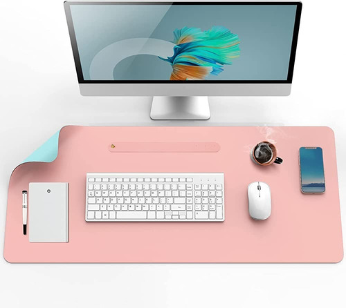 Desk Pad Para Escritorio Mouse 70x35 Cm Rosa Aqua Doble Faz