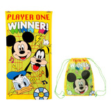 Toalla Playa Niño Mickey Mouse 70x140cm + Morral Cordel