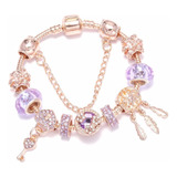 Pulsera Compatible Pando Rose Gold Atrapasueños Swarovsk Ele