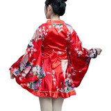 Bata De Baño Japonés Para Mujer, Diseño Floral Con Kimono